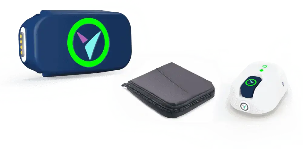 The Voyce veterinary health monitoring system sensor and accessories.